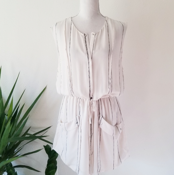 A.L.C. Dresses & Skirts - A.L.C. Kearny White Striped Drawstring Silk Dress